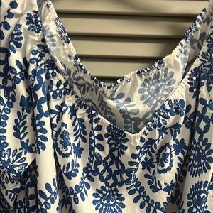 Blue and White Women's Top